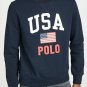 Polo Ralph Lauren U.S.A. Flag Crew Neck Fleece Sweatshirt Navy SZ S SMALL MENS