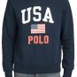 Polo Ralph Lauren U.S.A. Flag Crew Neck Fleece Sweatshirt Navy SZ S SMALL MENS