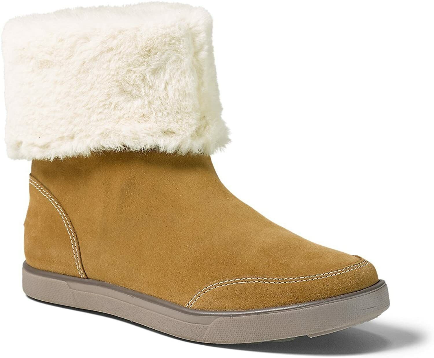 Eddie Bauer Women's LAUREL Boot NATURAL TAN BROWN SZ 7 FUR BOOTS SUEDE $150 NEW