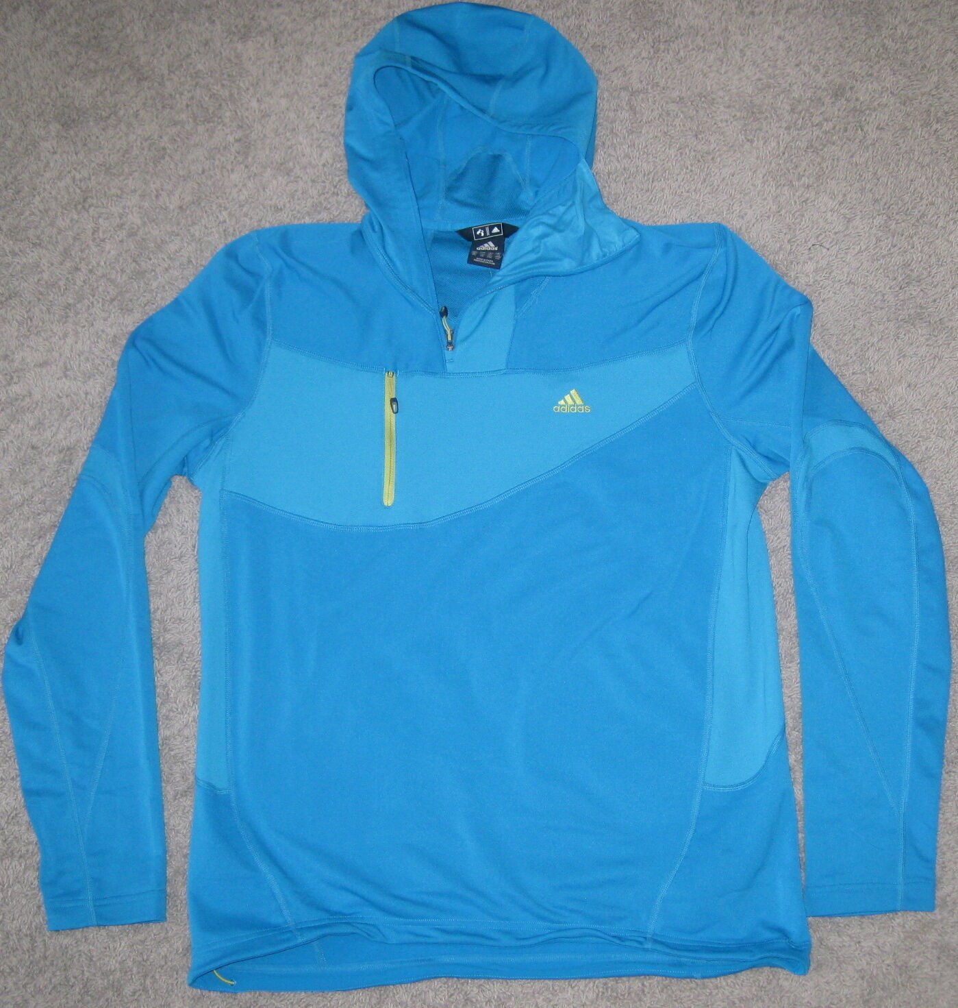 ADIDAS Hiking One-Side Long Sleeve Hooded Fleece L MENS TRACK TOP BLUE NEW NWT