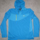 ADIDAS Hiking One-Side Long Sleeve Hooded Fleece L MENS TRACK TOP BLUE NEW NWT