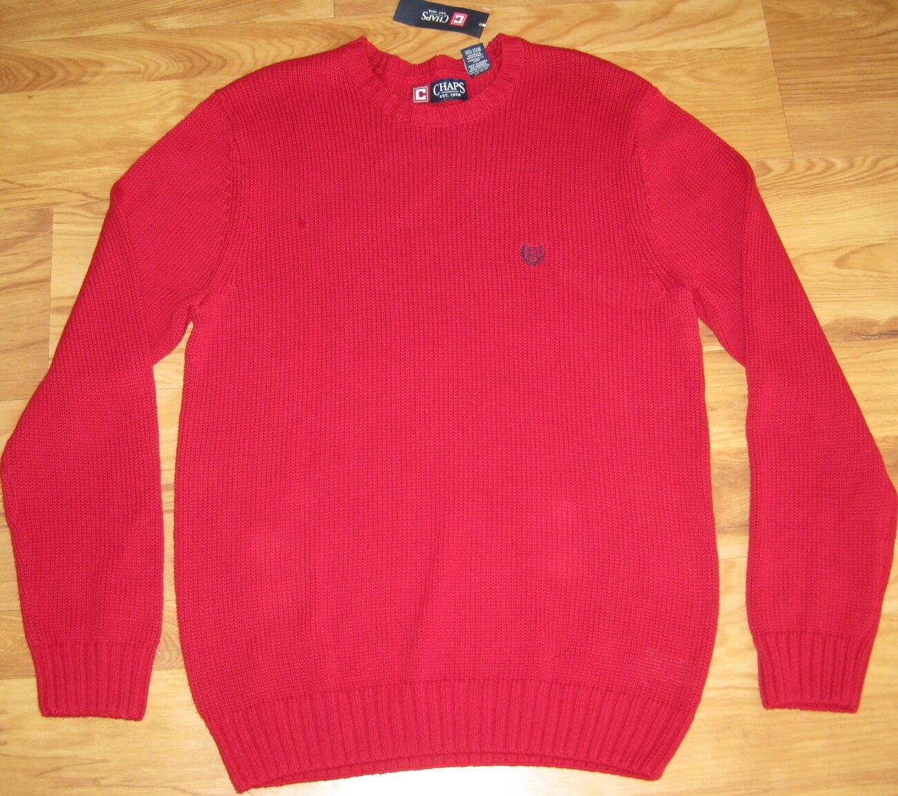NEW CHAPS KNIT SWEATER COTTON RED 100% COTTON LARGE XXL 2XL NWT $69.50 KNITTED