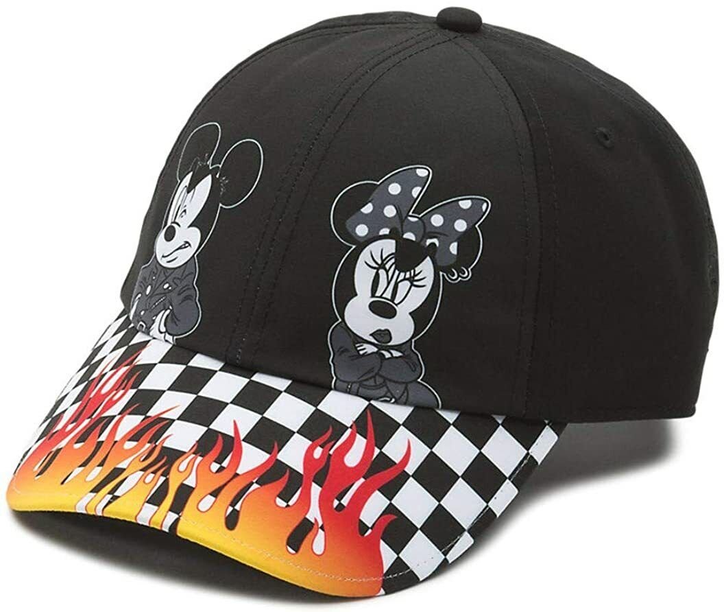 Vans PUNK Mickey Mouse 90th Birthday Court Side Hat Cap Black Fire RACE CHECKER