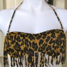 GUESS On The Prowl Soft Cup FRINGE BANDEAU BRA TOP SMALL SM S LEOPARD PRINT