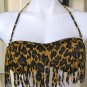 GUESS On The Prowl Soft Cup FRINGE BANDEAU BRA TOP SMALL SM S LEOPARD PRINT