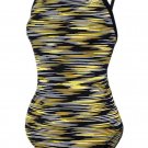 ADIDAS VORTEX BACK SWIM ONE PIECE GIRLS SZ 26 SWIMSUIT BLACK YELLOW NEW AW4N110