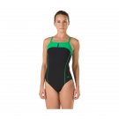 Speedo Bolt Splice Drill Back Powerplus Onepiece Swimsuit 2/28 29 BLACK GREEN