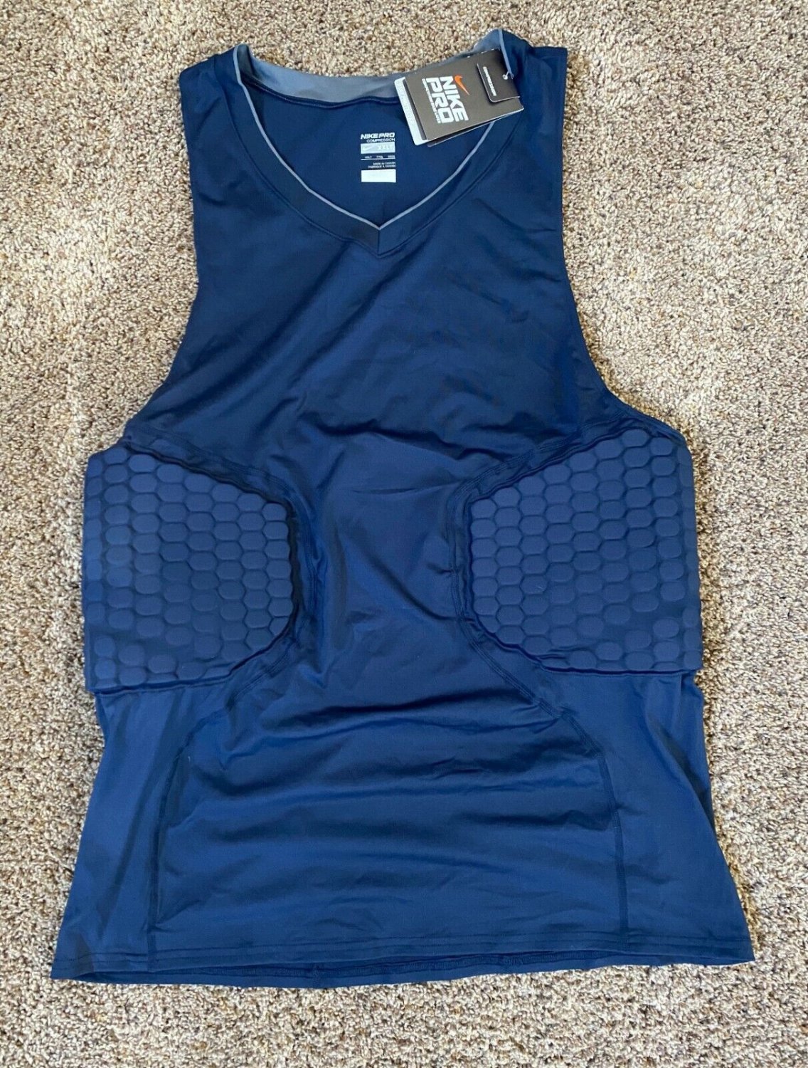 NIKE PRO COMBAT TOP COMPRESSION FIT TANK 2XLT PADDED XXLT blue SHIRT 374066 451