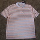 Nike Mens S SM Golf Polo SHIRT White ORANGE STRIPED 880208 868 $65 STANDARD FIT