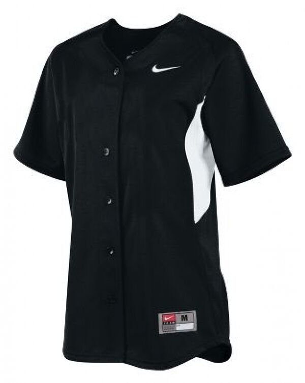 Nike Womens Stock Full Button Softball Jersey BLACK WHITE 453380 SZ XXL 2XL NEW