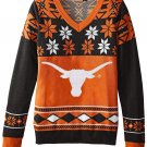 NCAA KLEW TEXAS LONGHORNS WOMENS S BIG LOGO CREW NECK UGLY SWEATER BURNT ORANGE