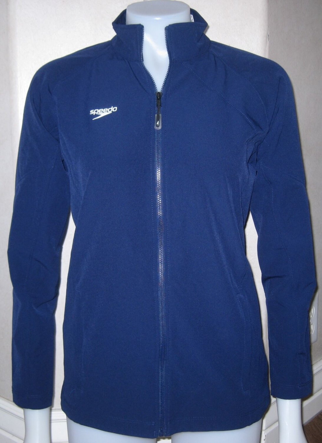 NEW Speedo Women's Boom Force Warm Up Jacket NAVY S SMALL SM $78 BLUE 7201302