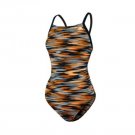 ADIDAS VORTEX BACK SWIM ONE PIECE GIRLS SZ 24 SWIMSUIT BLACK ORANGE NEW AW4N110