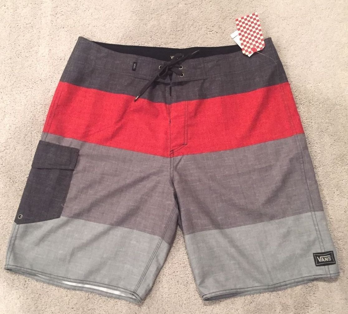Vans Men's Off The Wall OTW Board Shorts-RED GREY 28 VN0A2Z4PZ04