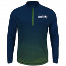 Seattle Seahawks Blue Intimidating 1/2 Zip Mock Neck Long Sleeve Shirt MAJESTIC