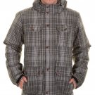 Vans Men's Mixter II Hooded Jacket Coat Gray/White PLAID PARKA REMOVABLE HOOD S