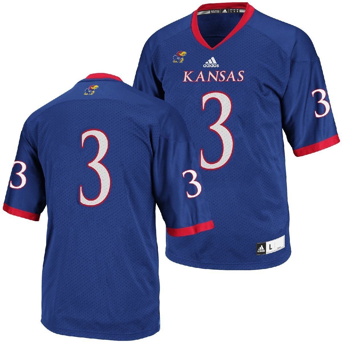 ADIDAS Kansas Jayhawks NCAA Replica Football Jersey Blue MENS L LARGE LG NEW NWT