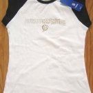 MIAMI DOLPHINS WOMENS CROPPED SLEEVE FITTED T SHIRT M MEDIUM MED NEW CAP