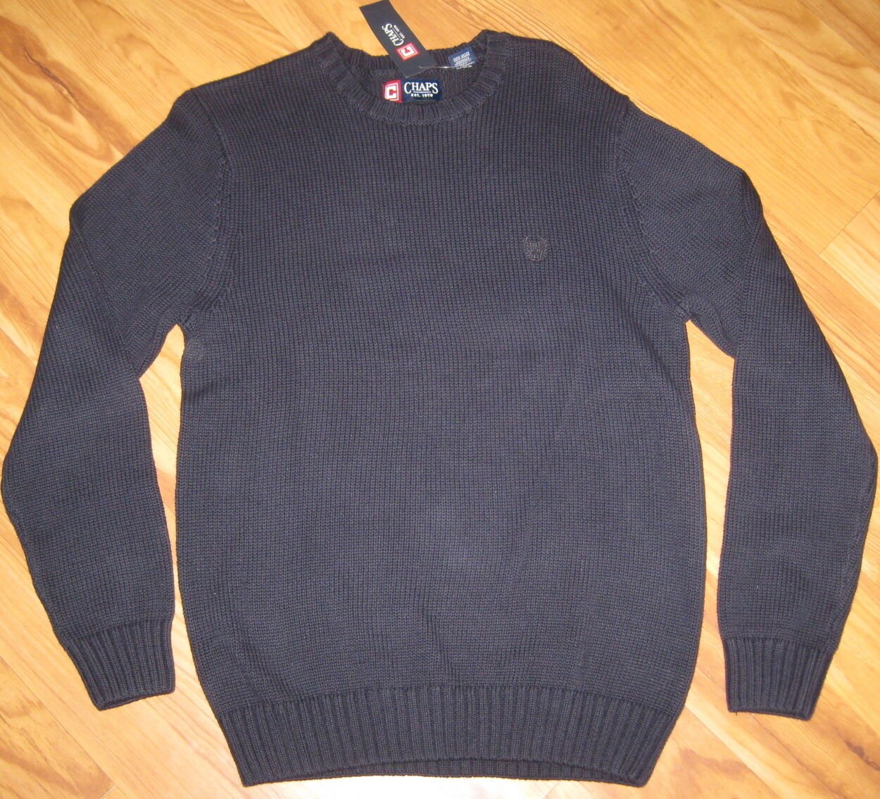 NEW CHAPS KNIT SWEATER COTTON NAVY BLUE 100% COTTON XL NWT $69.50 KNITTED
