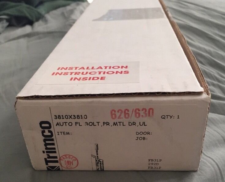 NEW TRIMCO AUTOMATIC FLUSH BOLT PR MTL DR UL 3810 X 3810 626 / 630 PART # 3810