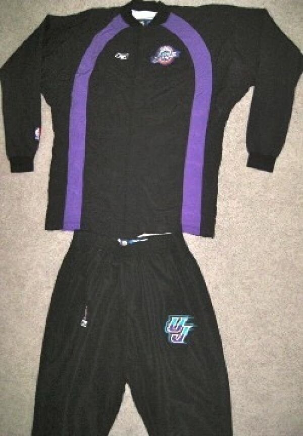 NBA REEBOK UTAH JAZZ GAME USED JACKET 48 PANTS 38 JERSEY UNIFORM BLANK SUIT