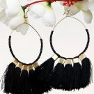 Handmade Artificial Earrings Black Bean Color
