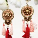 Handmade Artificial Earrings Tango Red And Fusion Coral Color