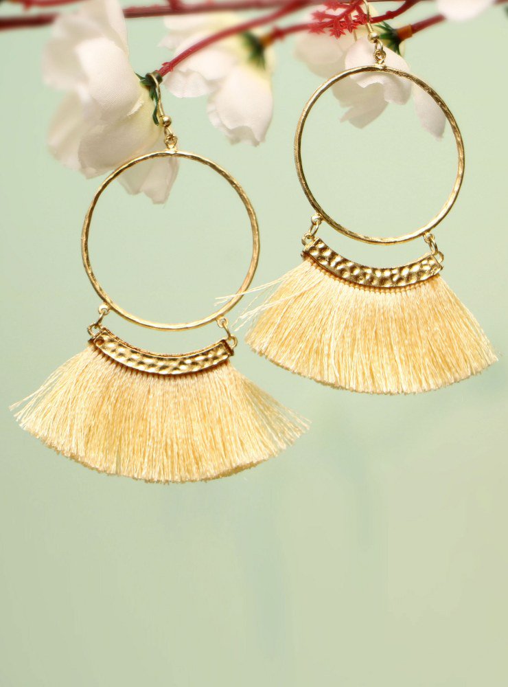 Handmade Artificial Earrings Gardenia Color