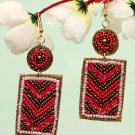Handmade Artificial Earrings Aurora Red, Bright White And Old Gold Color