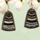 Handmade Artificial Earrings Neutral Gray And Black Color