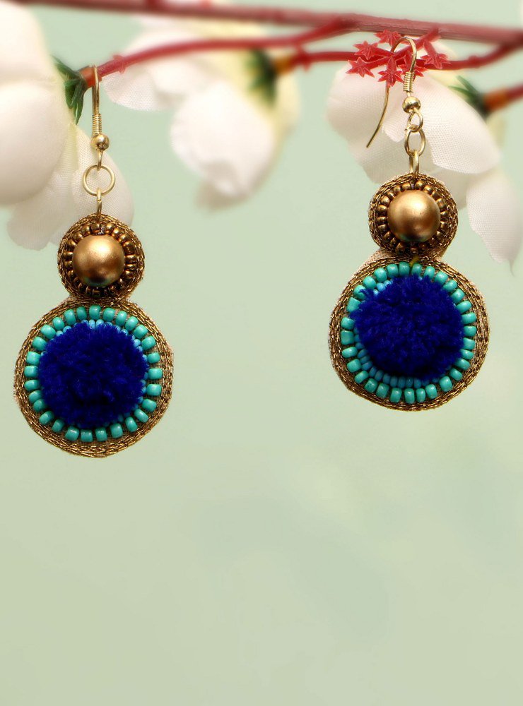 Handmade Artificial Earrings Sodalite Blue And Blue Topaz Color