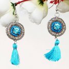 Handmade Artificial Earrings Blue Topaz Color
