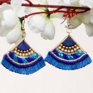 Handmade Artificial Earrings Imperial Blue Color