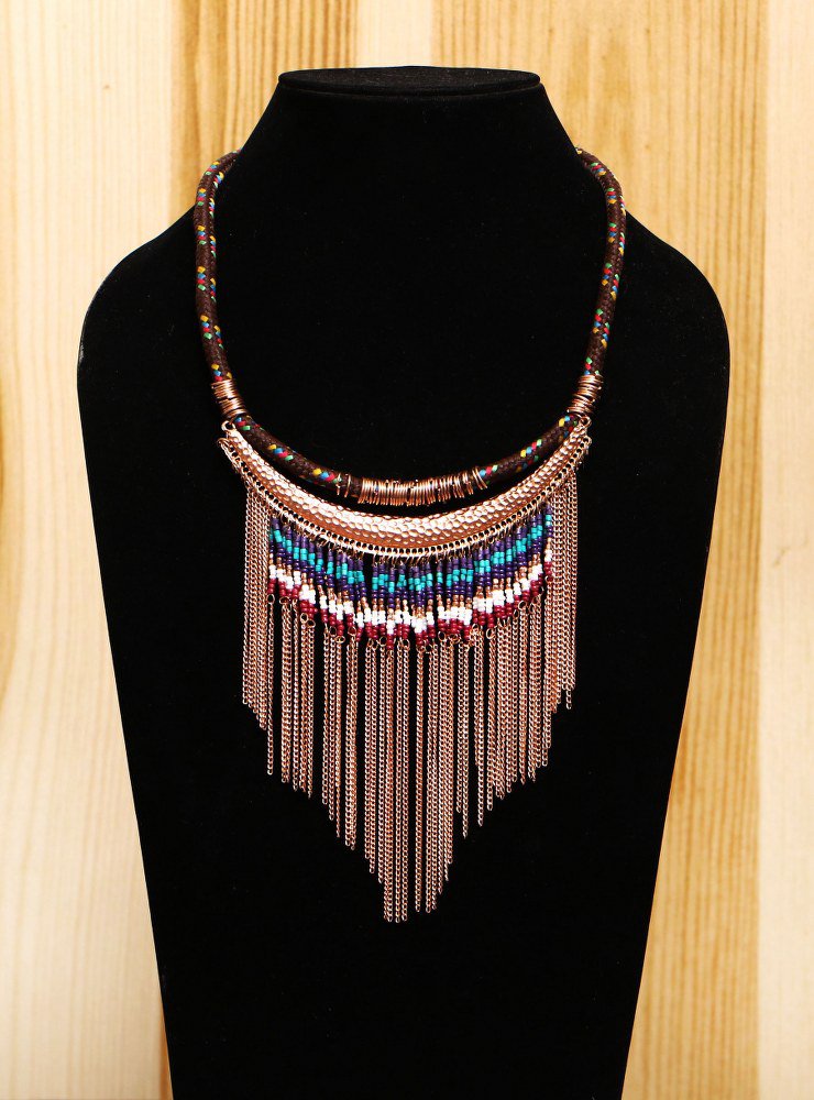 Handmade Artificial Necklace Bistre And Appleblossom Color