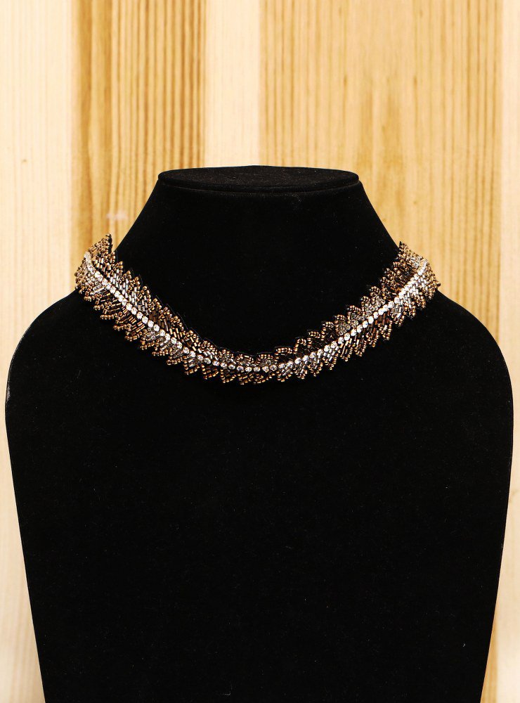 Handmade Artificial Necklace Pale Gold Color