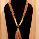 Handmade Artificial Necklace Rust And Golden Color