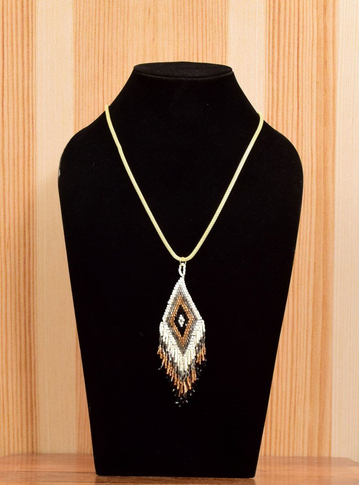 Handmade Artificial Necklace Cornhusk And Bright White Color