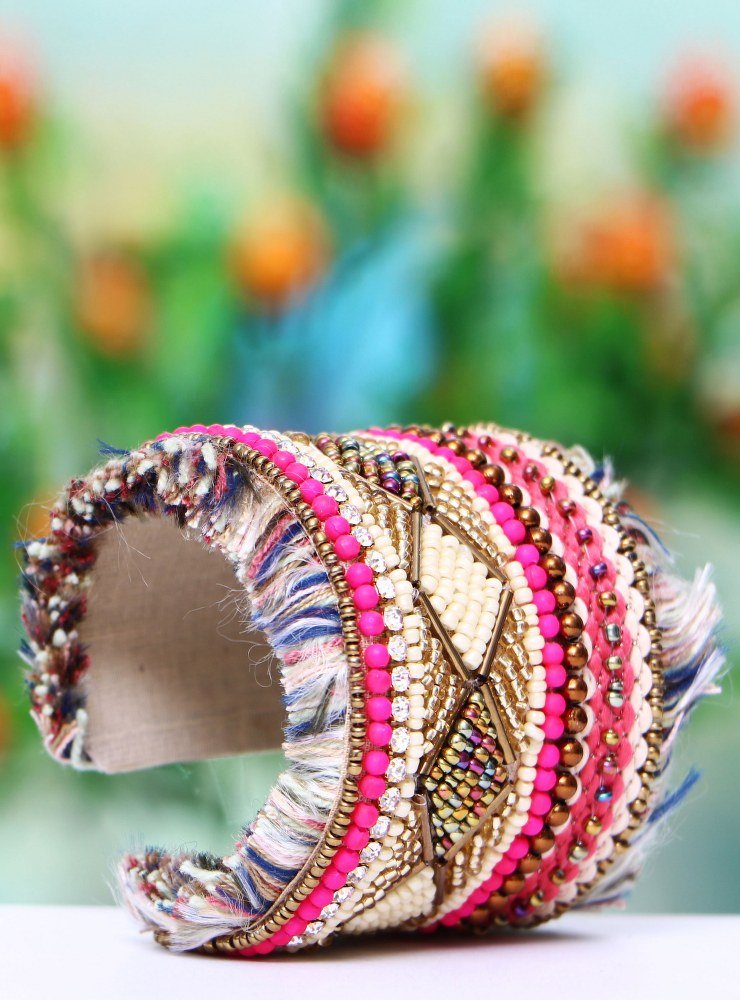 Handmade Artificial Bracelet Paradise Pink And Papyrus Color