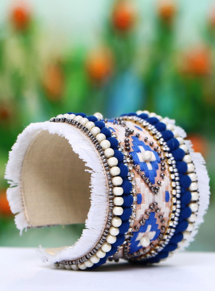 Handmade Artificial Bracelet Imperial Blue And Pristine Color