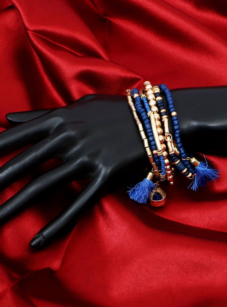 Handmade Artificial Bracelet Princess Blue And Italian Straw Color