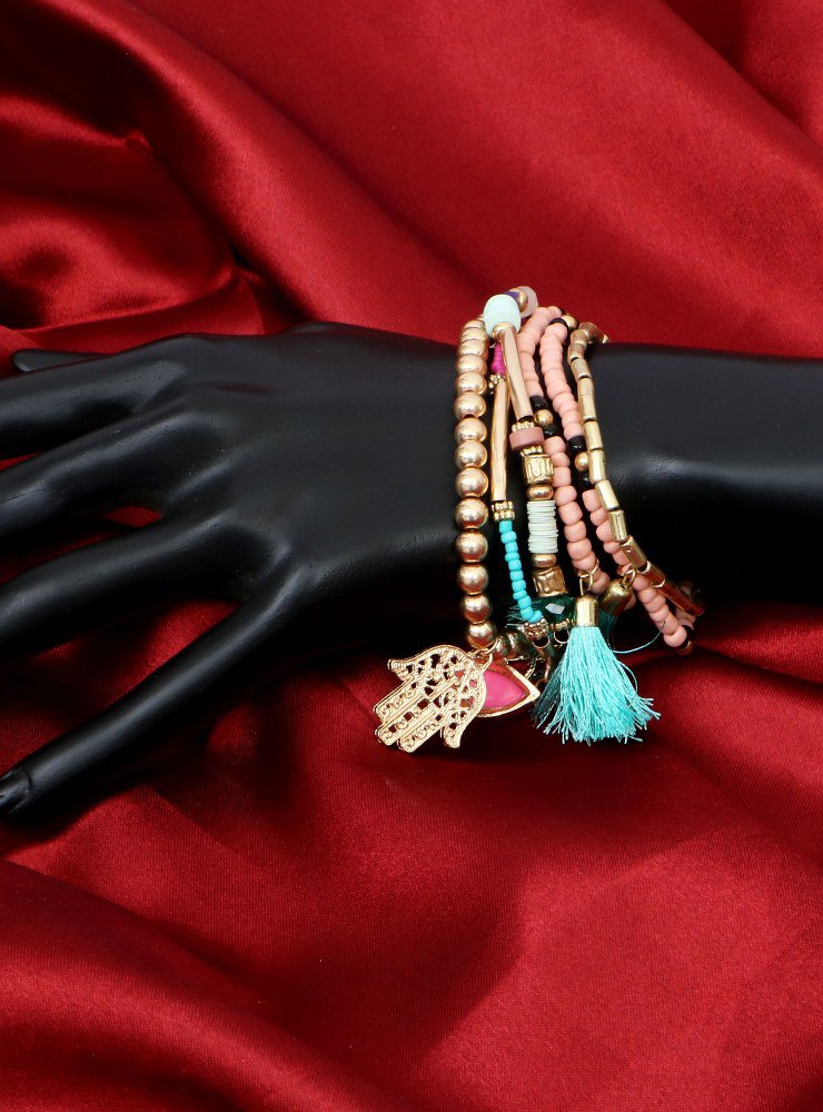 Handmade Artificial Bracelet Aquarius, Scallop Shell And Goldfinch Color