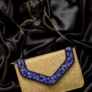 Embroidery Clutch True Blue And Macadamia Color