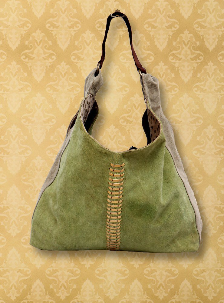 Leather Bag Shamrock And Silver Cloud Color