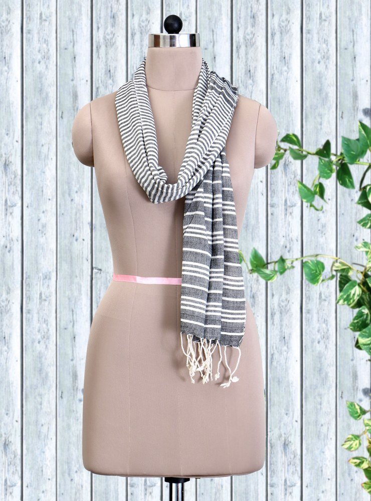 Viscose Stole White And Pavement Color