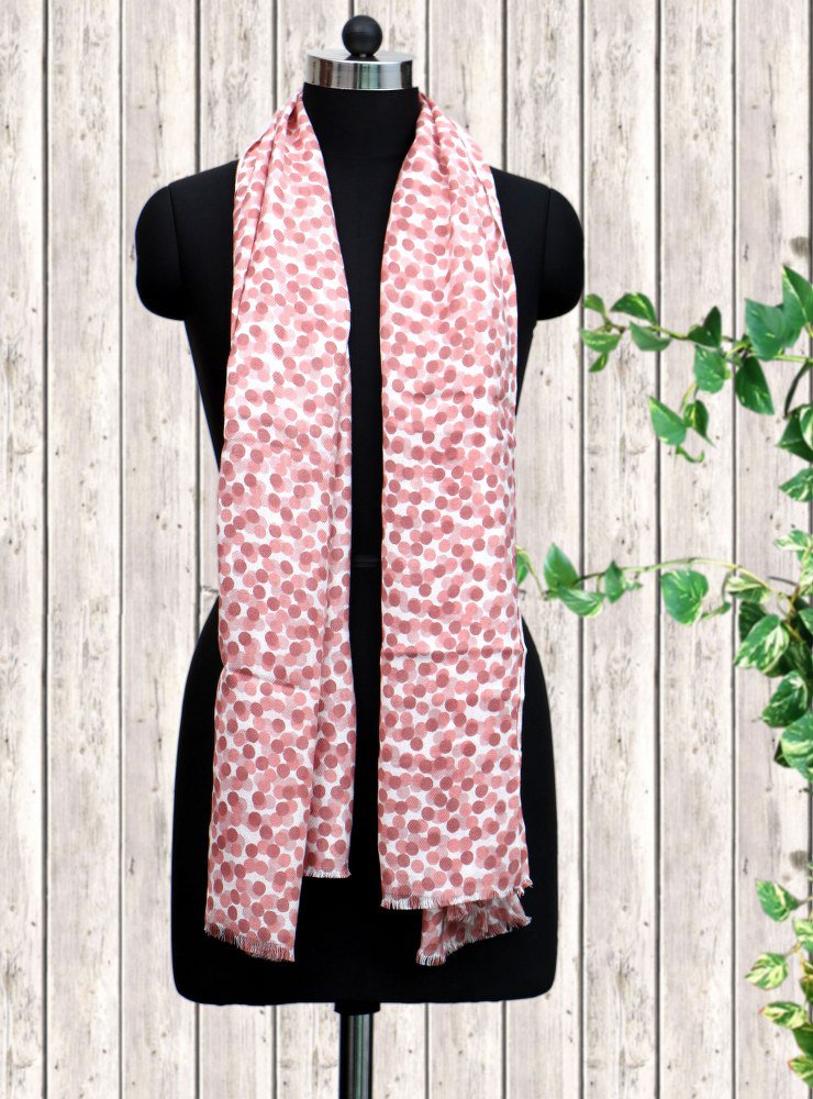 Viscose Stole White And Rose Color