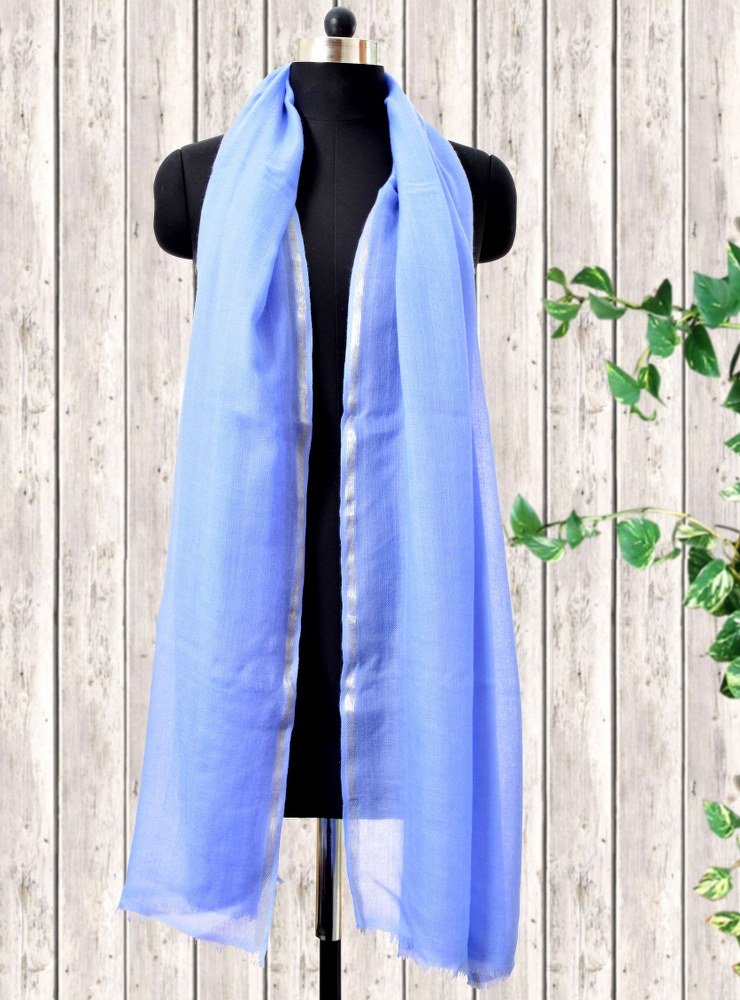 Cashmere Wool Stole Vista Blue Color