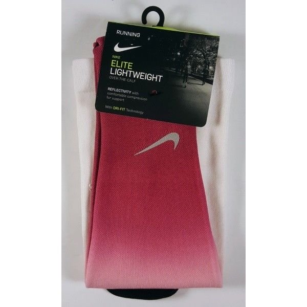Nike Elite Lightweight Running Socks, White w/ Reflectivity, Size 12 - 13.5 NEW