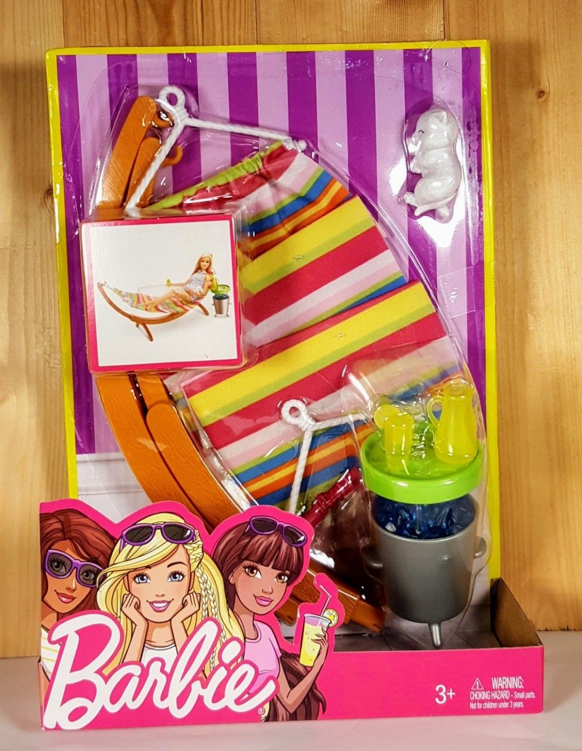 Barbie Hammock Accessory Set by Mattel, Includes Ice Bucket Table, Tea