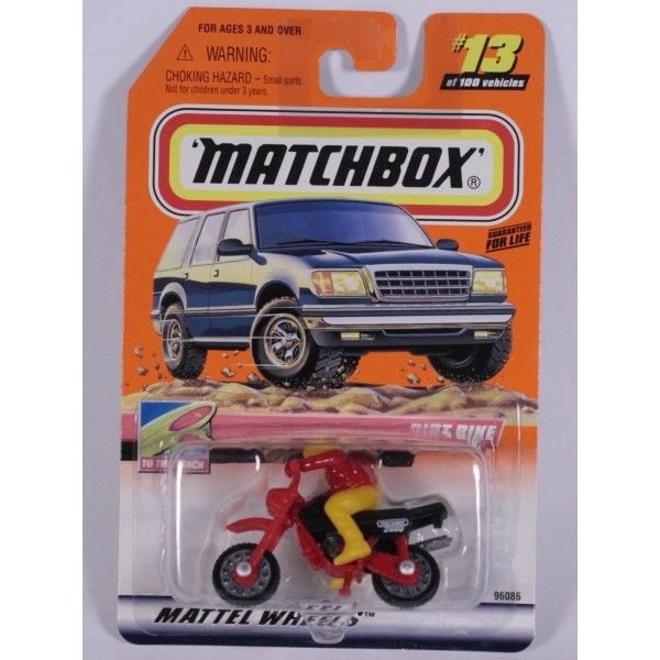 Matchbox 2000 #13 Dirt Bike, Red w/ Black, To The Beach, First 10,000 Logo