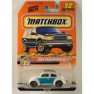 Matchbox 2000 #12 1962 Volkswagen Beetle, VW White w/ Blue, To The Beach